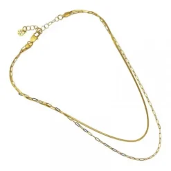 Anartxy Collar Doble Snake Eslabones Dorado