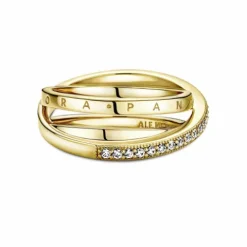 Anillo Cruzado Triple Alianza en Pavé