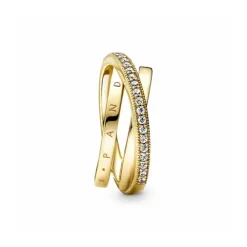 Anillo Cruzado Triple Alianza en Pavé