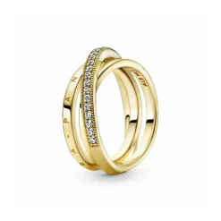 Anillo Cruzado Triple Alianza en Pavé