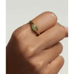 Anillo de sello nómada de aventurina verde PDPAOLA - AN01-A47