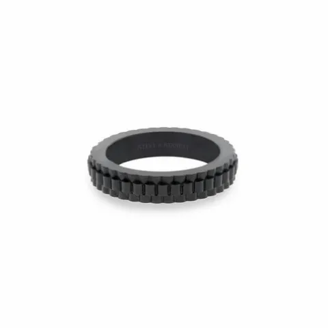 Anillo minimalista Nova negro Steel&Barnett - R-NOV02