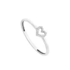 Anillo Oro Blanco Corazón Diamantes0.042ct