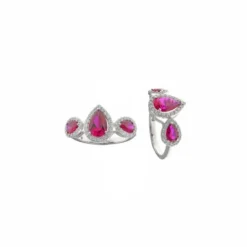 ANILLO PLATA TRES OVALOS RUBI GOTA - 136S0397