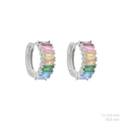 Aros Baguette Multicolor Plata