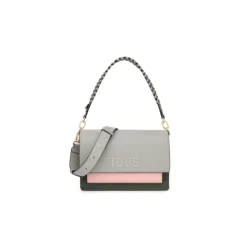 Bandolera mediana gris y rosa Audree Saffiano