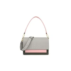 Bandolera mediana gris y rosa Audree Saffiano
