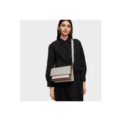 Bandolera mediana gris y rosa Audree Saffiano