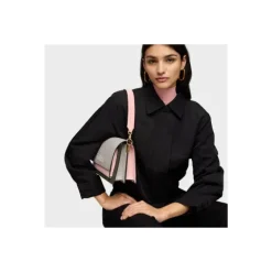 Bandolera mediana gris y rosa Audree Saffiano