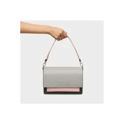 Bandolera mediana gris y rosa Audree Saffiano