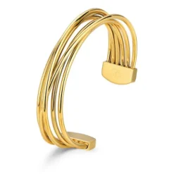 Brazalete diseño hilos acero dorado