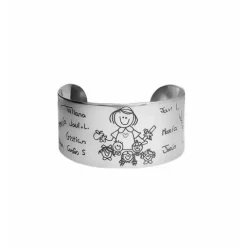 Brazalete Personalizado Grabado Doble Cara Plata
