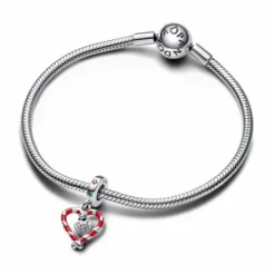 Charm Colgante Corazón Bastón Caramelo Doble de Navidad