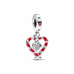 Charm Colgante Corazón Bastón Caramelo Doble de Navidad