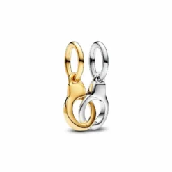 Charm Colgante Divisible en plata de ley y con un recubrimiento en oro de 14k Esposas que se abren
