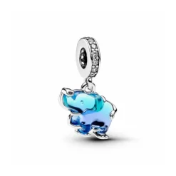 Charm Colgante Pandora Elefante Cristal Murano Azul