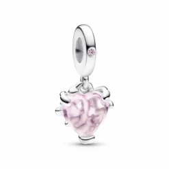 Charm Colgante Árbol de la Familia y Corazón Rosa