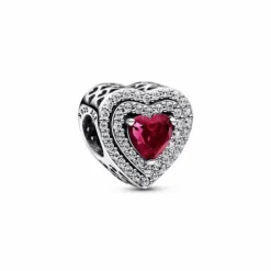 Charm Corazón Nivelado Rojo Brillante