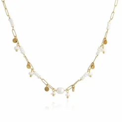 Collar acabado dorado con perlas