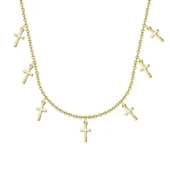 Collar Acero dorado Cruces
