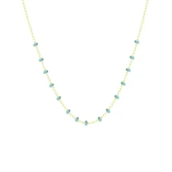 Collar Acero Dorado Piedra Natural