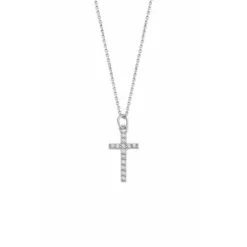 Collar cruz en plata y circonitas
