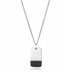 Collar de acero con colgante de placa de acero e Ip negro Viceroy