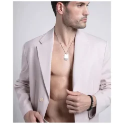 Collar de acero con colgante de placa de acero e Ip negro Viceroy