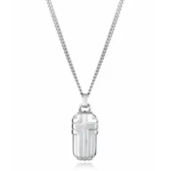 Collar de acero para hombre con placa colgante con cruz Viceroy