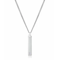 Collar de hombre de acero y barra colgante colección Laura Escanes con diamante creado Viceroy