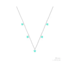 Collar en plata Corazones Esmalte Azul