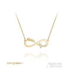 Collar Infinito en plata chapada en oro dos nombres