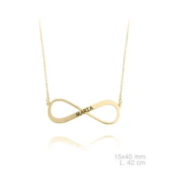 Collar Infinito plata chapada en oro nombre grabado