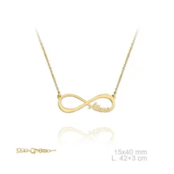Collar Infinito plata chapada en oro un nombre
