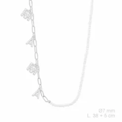 Collar Mamá Miniperlas  Plata