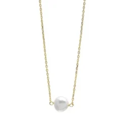 Collar Perla Natural Plata Dorada Salvatore Plata