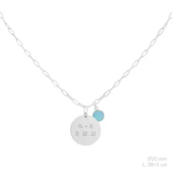 Collar personalizable chapa y piedra Plata