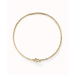 Collar rígido con cierre frontal bañado en oro 18k con topacio blanco