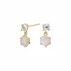 Diamonfire Pendientes Plata Acabado Oro Cuarzo Rosa