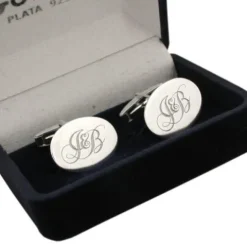Gemelos en plata de ley Oval Personalizable
