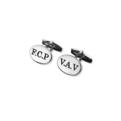 Gemelos en plata de ley Oval Personalizable
