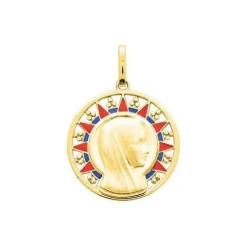Medalla Virgen Niña Esmalte 18mm Oro 18k