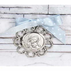 Medallón Cuna Virgen Niño Celeste
