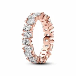 Pandora Anillo Banda Brillante Alterna Baño Oro 14k - 183021C01