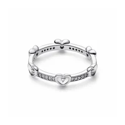 Pandora Anillo Corazones Radiantes Brillantes