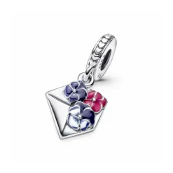Pandora Charm Sobre con Flores Pensamientos
