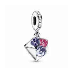Pandora Charm Sobre con Flores Pensamientos