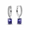 Pandora Pendientes Aro Rectángulo Azul Brillante