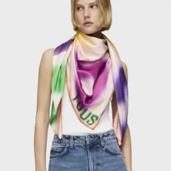 Pañuelo cuadrado naranja TOUS Motifs Tulip