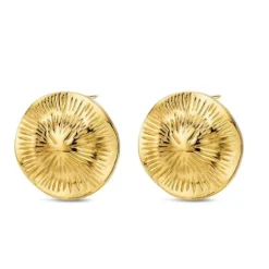 Pendiente acero dorado disco rayado
